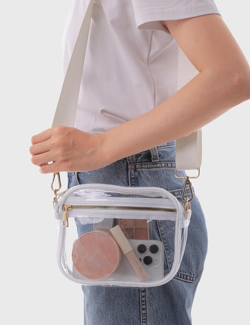 Fibrdoo Clear Bag Stadium Approved, Leather Clear Crossbody Purse Bag for Concerts Sports Events Festivals - Image 2